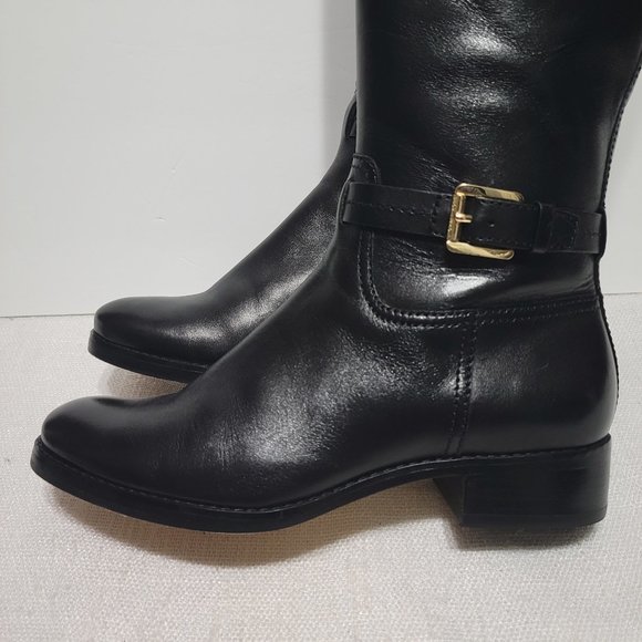 Michael Kors Stockard Two Toned Black Tall Leather Riding Boot Women’s Size 6.5M - Picture 10 of 16